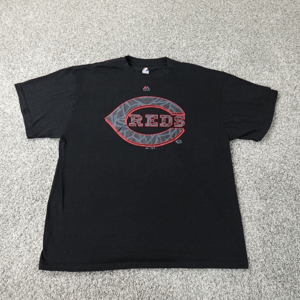 Cincinnati Reds Shirt Mens Extra Large Black Logo MLB Baseball Athletic Outdoor